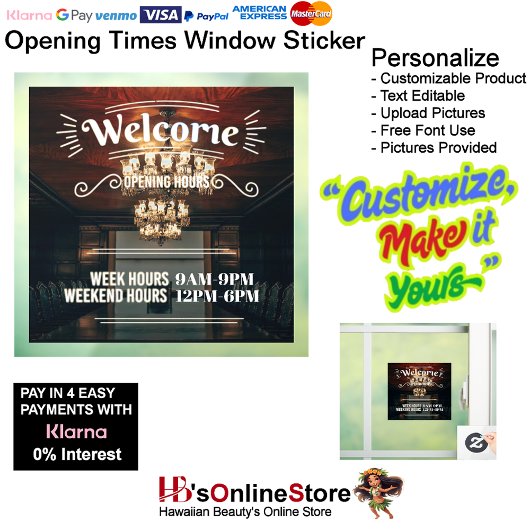 オーダーメイド 開店時間 窓 ステッカー 2 ウィンドウサイン