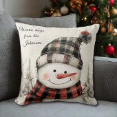 オーダーメイド 雪だるま クリスマス + ご家族の名前 クッション