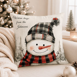 オーダーメイド 雪だるま クリスマス + ご家族の名前 クッション