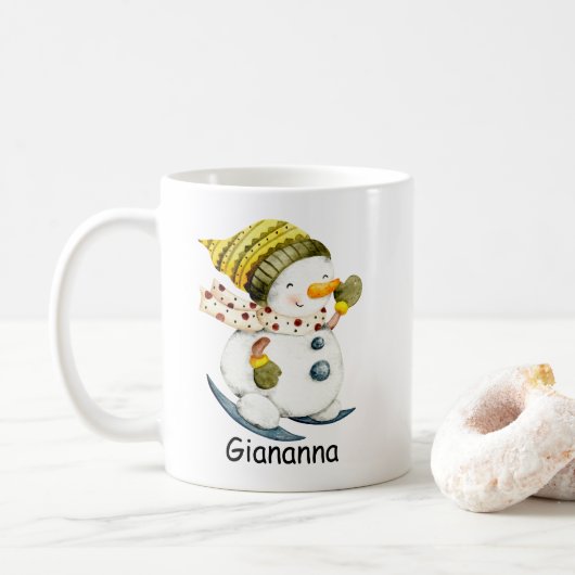 オーダーメイド 雪だるま コーヒーマグ コーヒーマグカップ (ドーナツ)