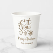 オーダーメイド 雪の日のクリスマス紙コップ ゴールド 紙コップ (正面)