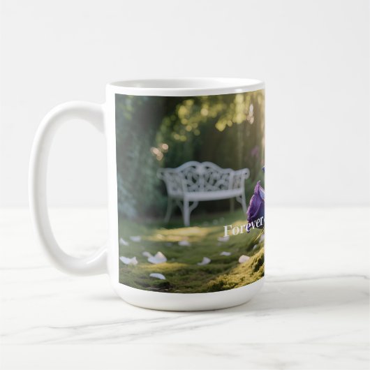 オーダーメイド 青いバラの花の名入れフラワー コーヒーマグカップ (左)