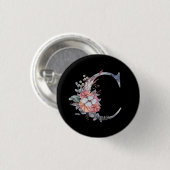 オーダーメイド 青い花のモノグラムC 缶バッジ (正面&裏面)
