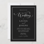 オーダーメイド 高級感あふれるクラシックな黒と白の結婚式 招待状 (正面)