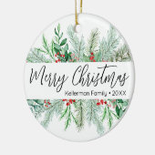 オーダーメイド 高級感のあるグリーン Christmas フォトクリスマスオーナメント セラミックオーナメント (左)