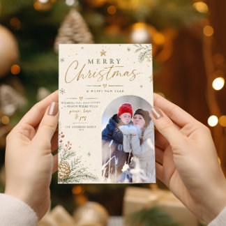 オーダーメイド 高級感のあるヴィンテージなメリークリスマス 写真入り シーズンカード