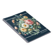 オーダーメイド 高級感のある植物画風の花の水彩画 ノートブック (右側)