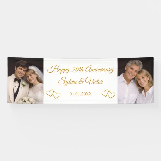 オーダーメイド 高級 ゴールデン 50周年記念パーティー 写真 横断幕 (横)