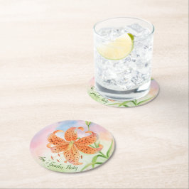 オーダーメイド 高級 ユリの花 ラウンドペーパーコースター