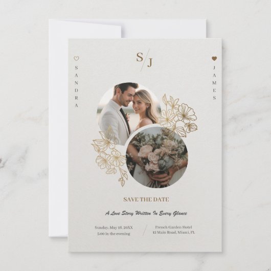 オーダーメイド 高級 結婚式 ウェディング セーブ・ザ・デート 招待状 (正面)