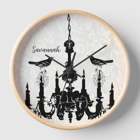 オーダーメイド 鳥 モチーフ イエロー シャンデリア クロック (正面)