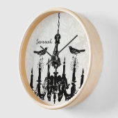 オーダーメイド 鳥 モチーフ イエロー シャンデリア クロック (傾斜)