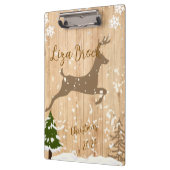 オーダーメイド 鹿のクリスマス・ボール 木製背景 クリップボード (左)