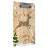 オーダーメイド 鹿のクリスマス・ボール 木製背景 クリップボード (右)