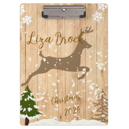 オーダーメイド 鹿のクリスマス・ボール 木製背景 クリップボード