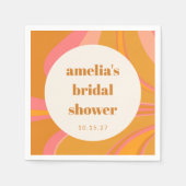 オーダーメイド 黄色 オレンジ ピンク マーブル ブライズシャワー スタンダードカクテルナプキン (正面)