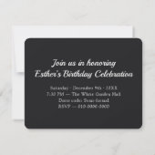 オーダーメイド 黒の引用 フローラル 12月 誕生日 招待状 (裏面)