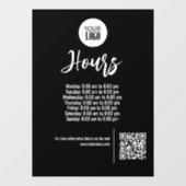 オーダーメイド 黒ビジネス営業時間QRコード看板 ウィンドウサイン (シート)