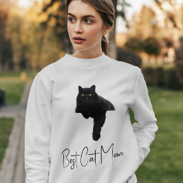 オーダーメイド 黒猫が可愛いペットママへのプレゼント グレー スウェットシャツ