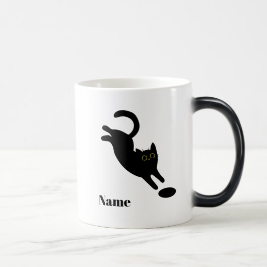 オーダーメイド 黒猫のジャンプ マグカップ 名入れ (右)