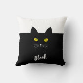 オーダーメイド 黒猫クッション、猫好きへのギフト クッション (裏面)