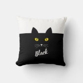 オーダーメイド 黒猫クッション、猫好きへのギフト クッション (正面)