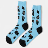 オーダーメイド 黒猫ソックス - ねこ好きのためのカスタムギフト ソックス (左)