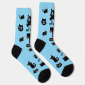 オーダーメイド 黒猫ソックス - ねこ好きのためのカスタムギフト ソックス (右)