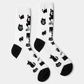 オーダーメイド 黒猫ソックス - ねこ好きのためのカスタムギフト ソックス (右)