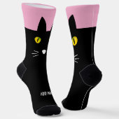 オーダーメイド 黒猫ソックス - 猫好きな方へのカスタムギフト ソックス (傾斜あり)
