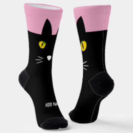 オーダーメイド 黒猫ソックス - 猫好きな方へのカスタムギフト ソックス