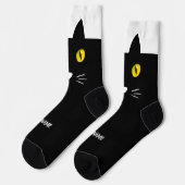 オーダーメイド 黒猫ソックス - 猫好きな方へのカスタムギフト ソックス (左)