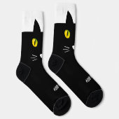 オーダーメイド 黒猫ソックス - 猫好きな方へのカスタムギフト ソックス (右)