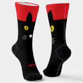 オーダーメイド 黒猫ソックス - 猫好きな方へのカスタムギフト ソックス (傾斜あり)