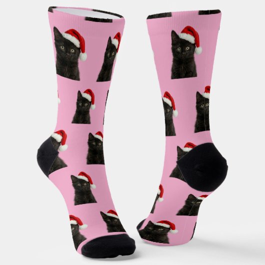 オーダーメイド 黒猫 クリスマス ソックス (傾斜あり)