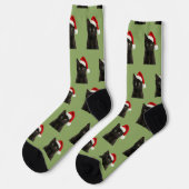 オーダーメイド 黒猫 クリスマス ソックス (左)