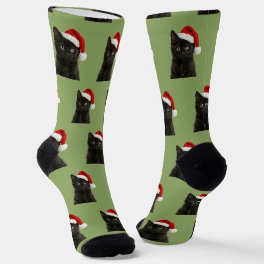 オーダーメイド 黒猫 クリスマス ソックス (傾斜あり)
