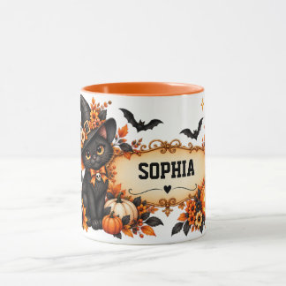 オーダーメイド 黒猫 ハロウィンマグカップ マグカップ