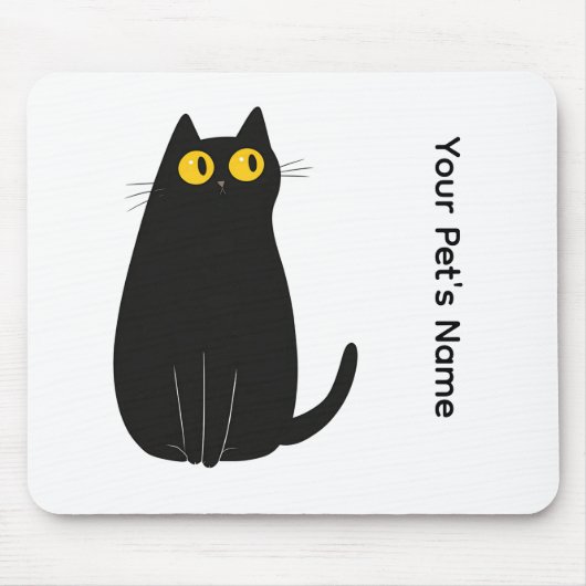 オーダーメイド 黒猫 マウスパッド ペットの名前入り (正面)