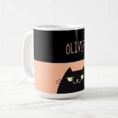 オーダーメイド 黒猫 マグカップ 名前入りギフト (正面左)