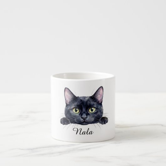 オーダーメイド 黒猫 マグカップ | 名前入り コーヒー マグ (正面)
