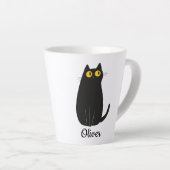 オーダーメイド 黒猫 ラテ マグ – 名前入り ペット (右アングル)