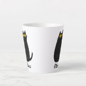 オーダーメイド 黒猫 ラテ マグ – 名前入り ペット (正面)