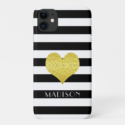 オーダーメイド 黒白ストライプ Case-Mate iPhoneケース (裏面)
