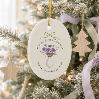 オーダーメイド 9月 誕生花 はじめてのクリスマス セラミックオーナメント