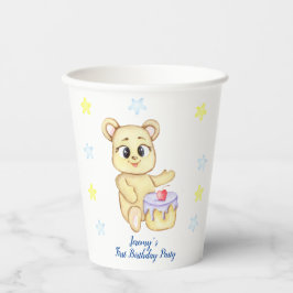 オーダーメイド 1歳の誕生日 テディベア 男の子 紙コップ