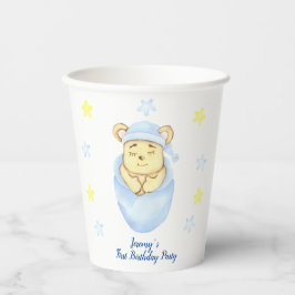 オーダーメイド 1歳の誕生日 テディベア 男の子 紙コップ