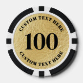 オーダーメイド 100枚 ナンバリング ゴールド ポーカーチップ (正面)