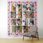 オーダーメイド 16枚写真コラージュ ダイヤモンド 巨大 ウォールハング タペストリー (インサイチュ)