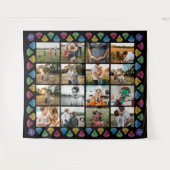 オーダーメイド 16枚写真コラージュ ダイヤモンド 巨大 ウォールハング タペストリー (正面(横))